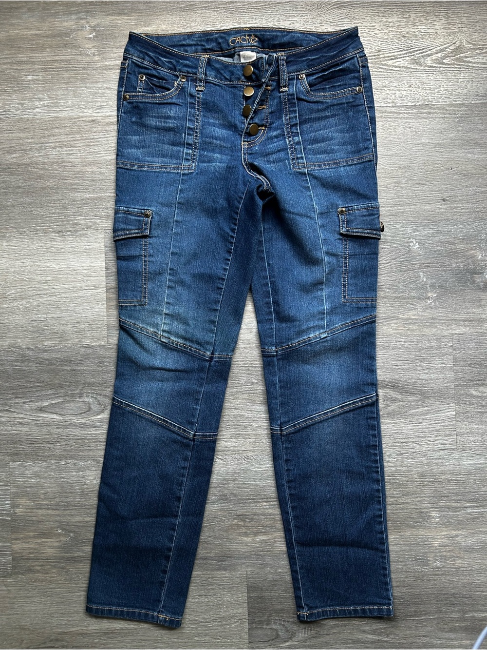 Vintage Y2K Cache Blue Pocket Detail Cargo Jeans Size 4